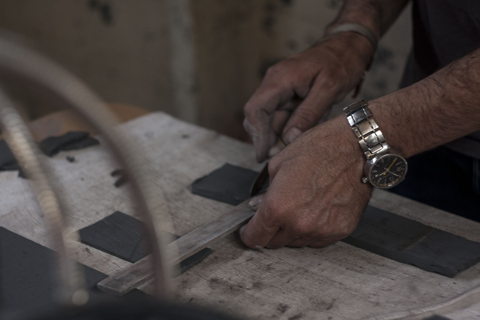 Mains de Frederick Gautier Tx100 en pleine création D-Days 2015 / Péniche Louise Catherine Le Corbusier - Paris